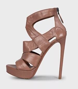 Alaïa Brown Leather Zip-Up Stiletto Sandals - EU 37.5
